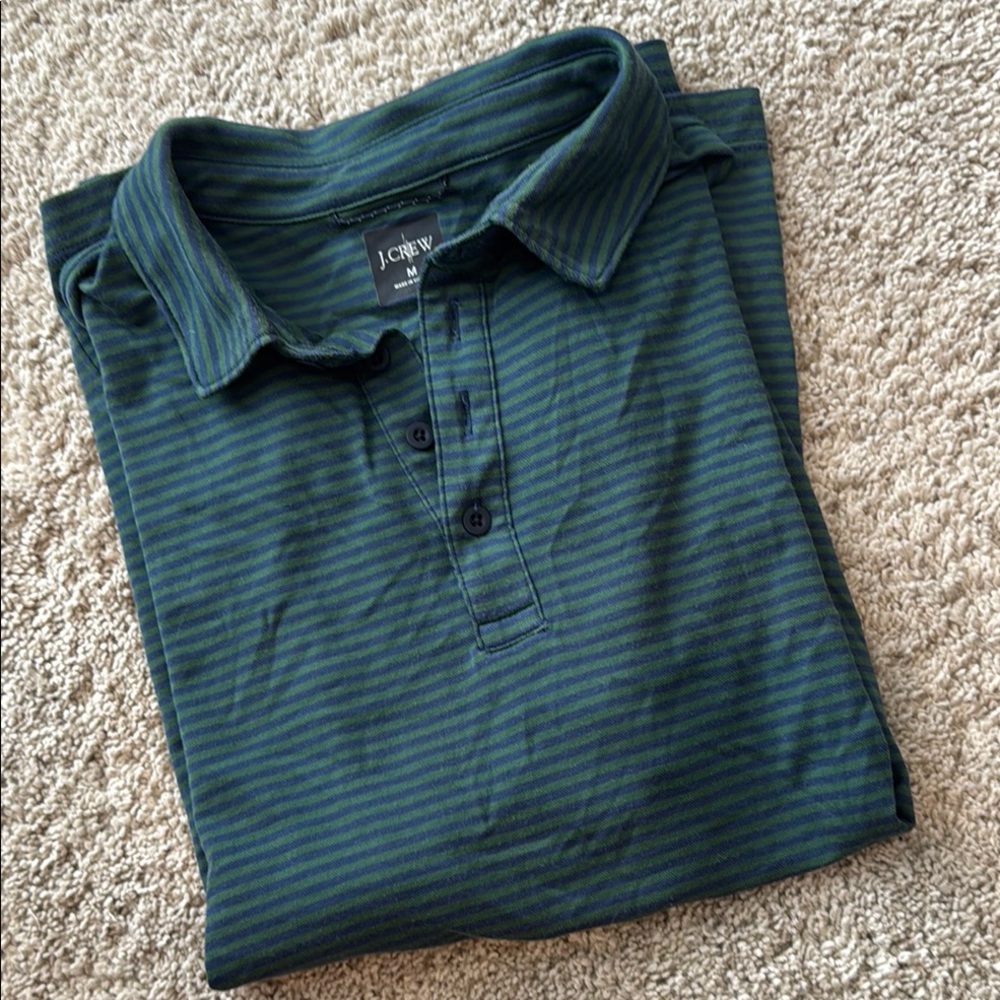 J. Crew Men's Green Striped Shirt